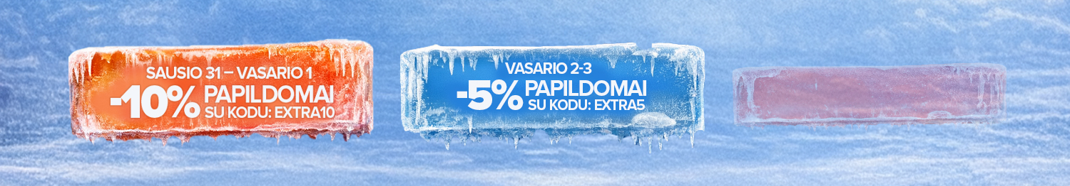 Finalinio i&scaron;pardavimo paskutinės dienos! Gauk papildomą nuolaidą su kodais: EXTRA15, EXTRA10, EXTRA5. Paskubėk &ndash; pasiūlymas ribotą laiką!